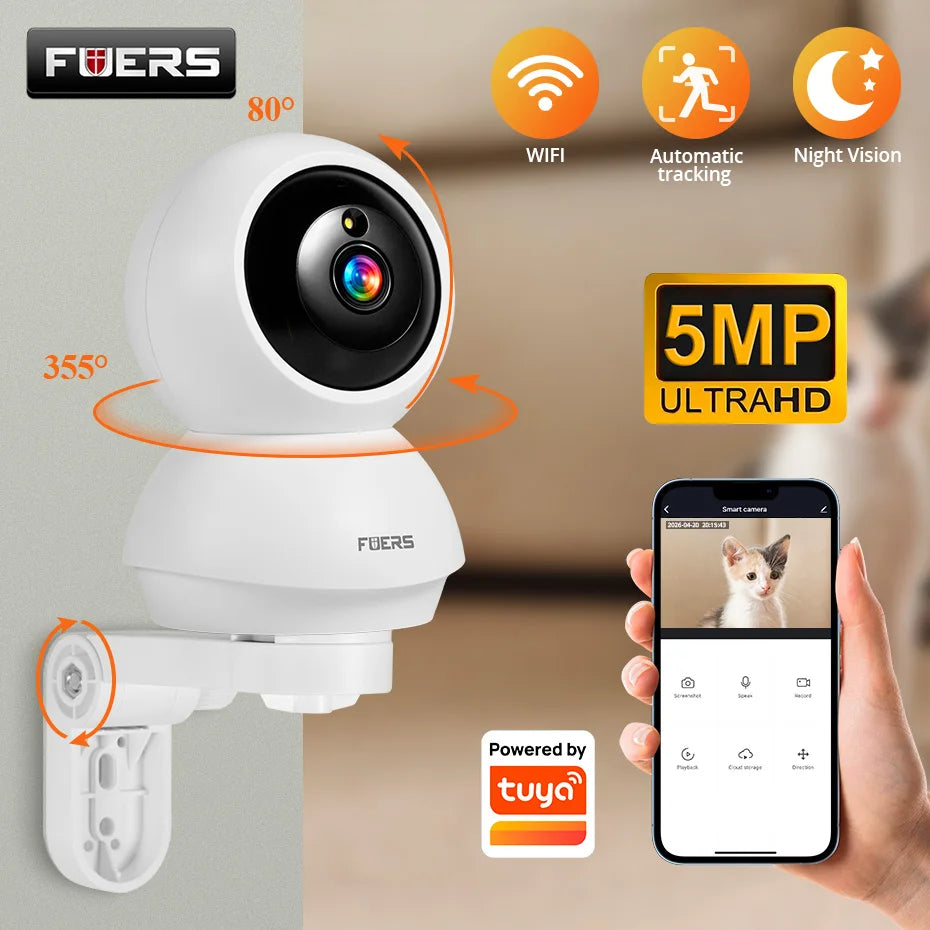 FUERS 4K 8MP WiFi IP Pet Camera Smart Home Security