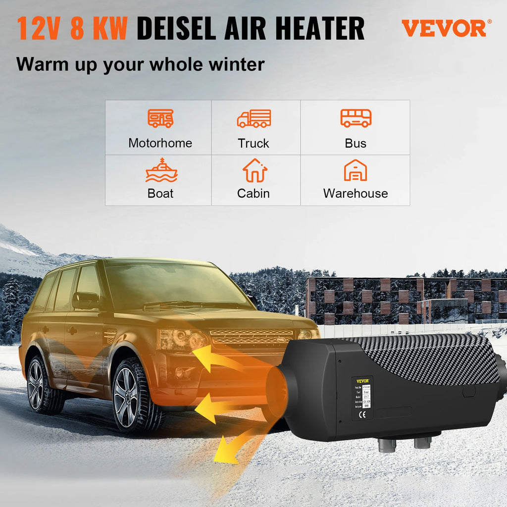 SucceBuy 8KW Diesel Air Heater Muffler Diesel Heater 12V Remote Control