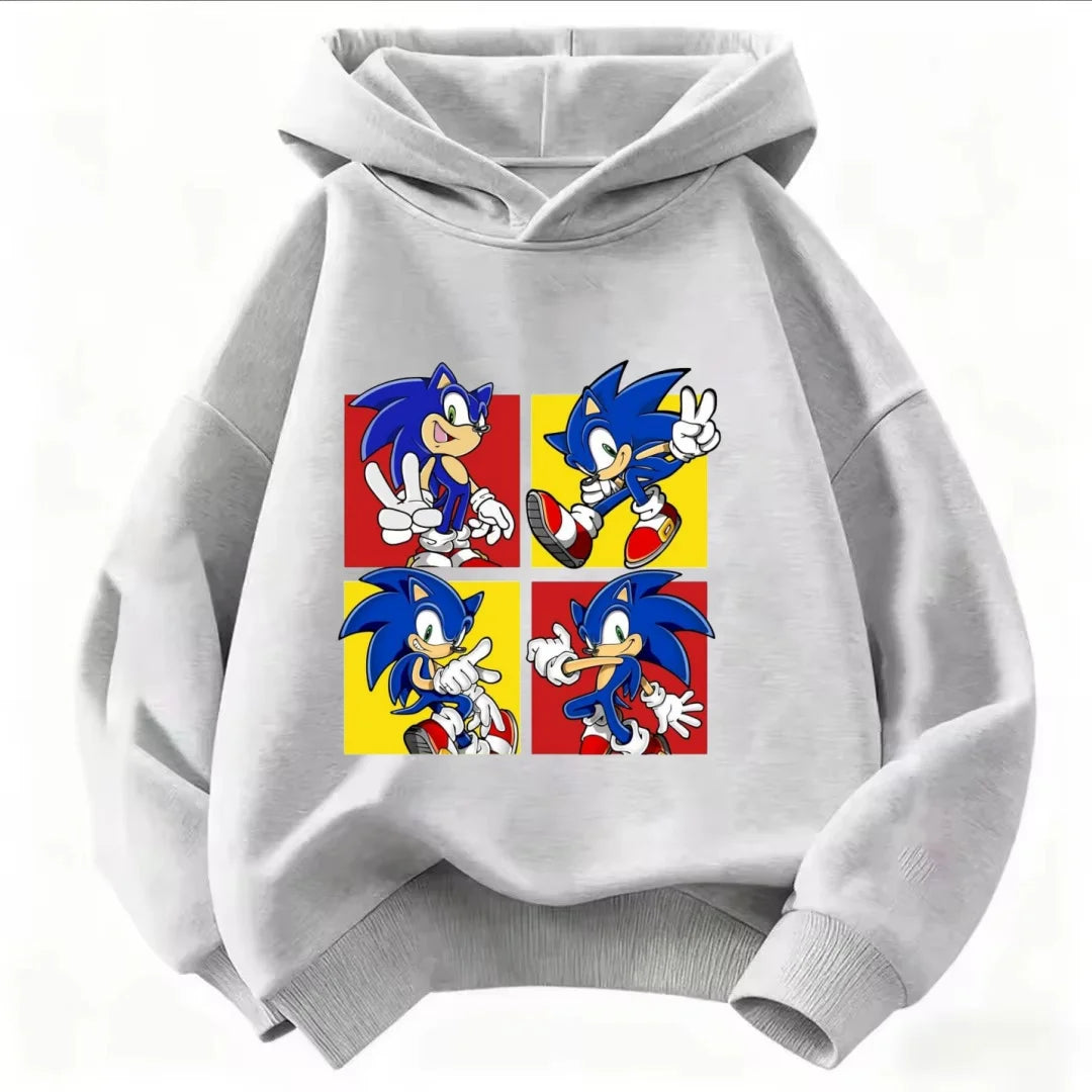 2026 Kids Thick Hoodie with Cute Sonic Anime Pattern