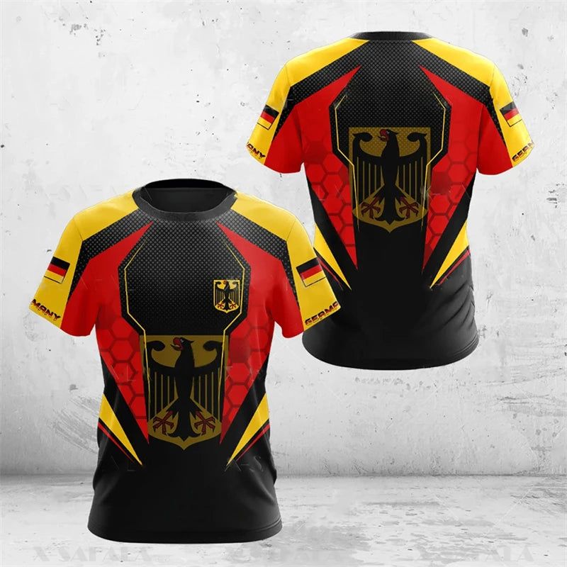 Germany National Flag Harajuku Graphic Men's T-shirts Summer Quick Dry Material Tops Fashion O-neck Oversized Short-sleeved Tees