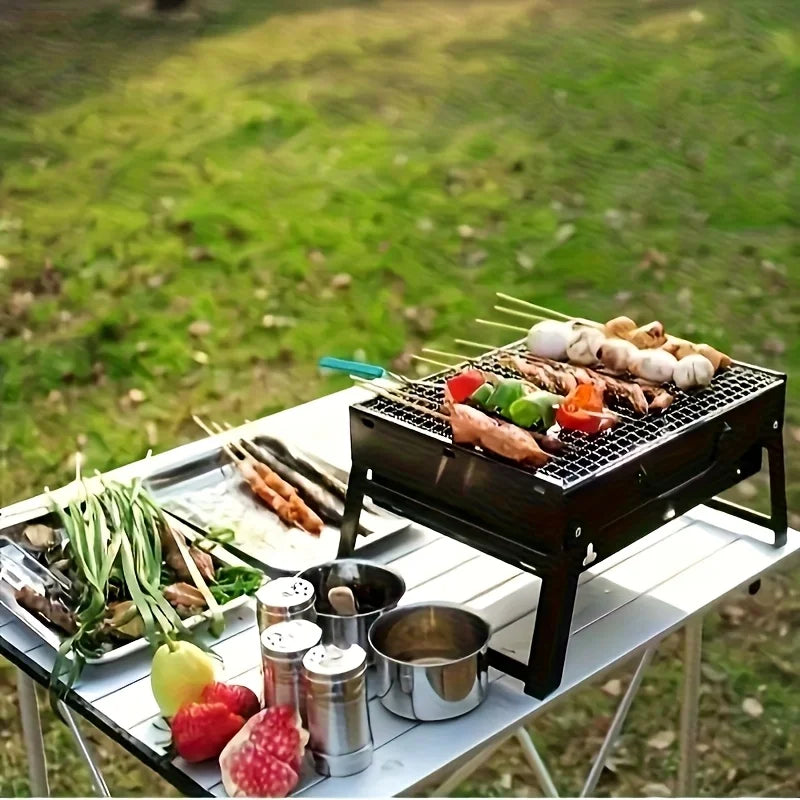 Folding Barbecue Grill Outdoor Portable Barbecue Grill Household Charcoal Wood-fired Barbecue for Outdoor Grilling Cooking