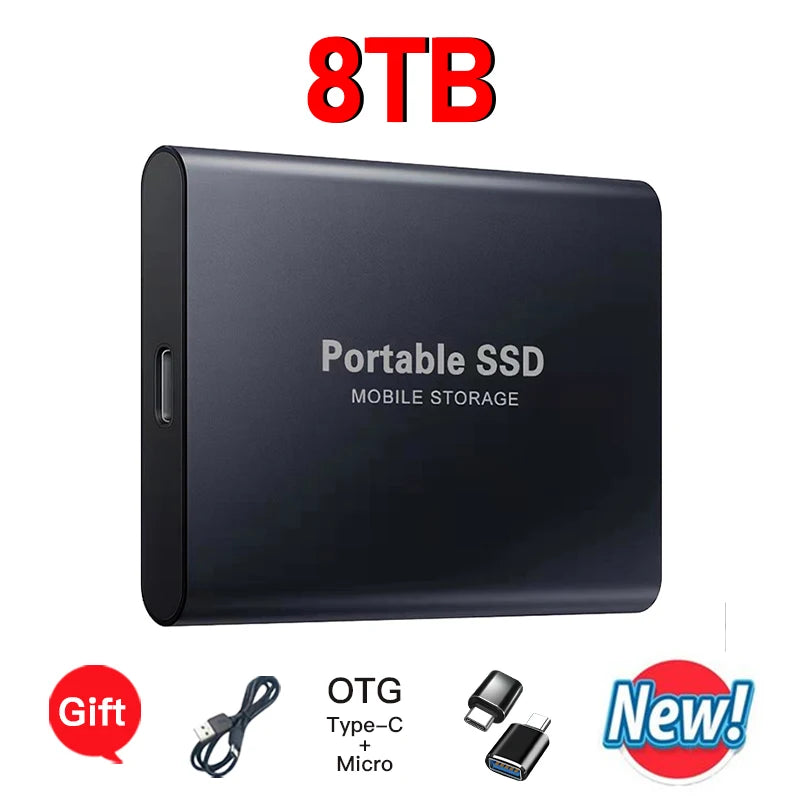16TB External Solid State Drive Portable SSD USB 3.1 Type-C High-Speed Data Transfer Secure Storage for Important Files