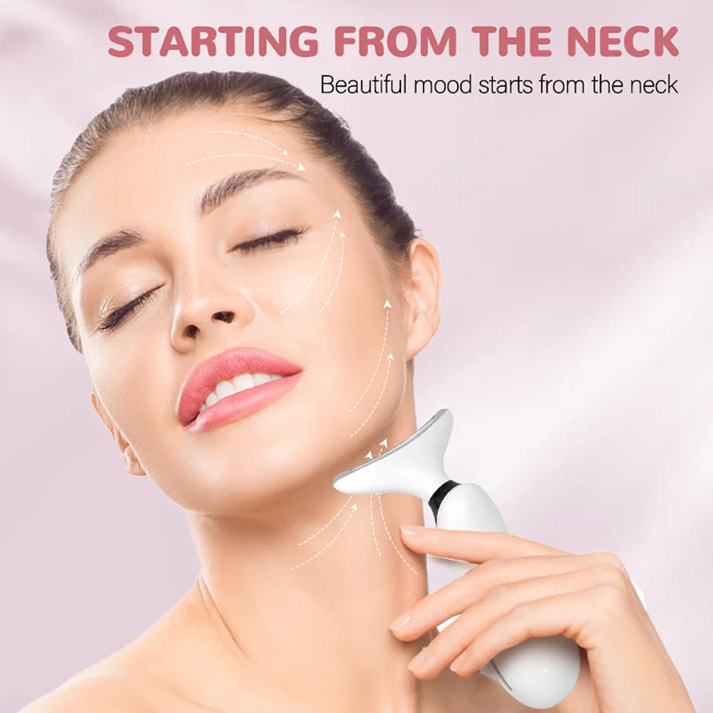 7 Colors LED Face Neck Beauty Device Deep Cleaning Vibration Facial Massager