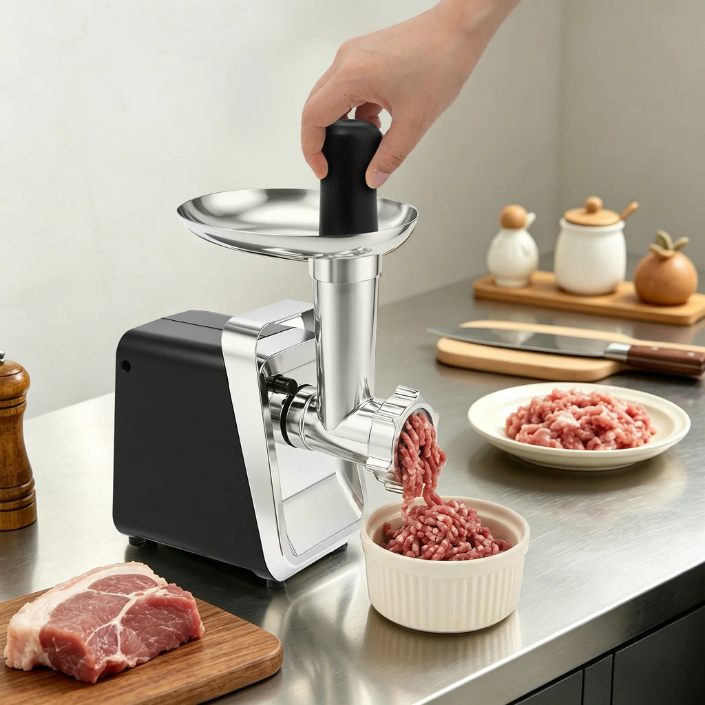 Electric Meat Grinder 250W 230RPM with 3 Cutter Heads and Sausage Attachment