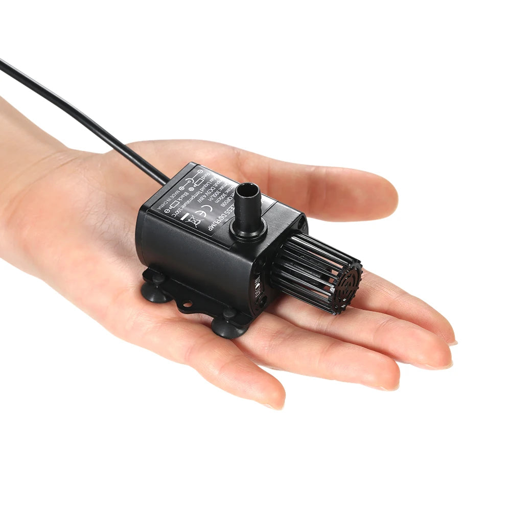 USB DC5V Ultra-quiet Mini Brushless Water Pump Waterproof Submersible Fountain Aquarium Circulating 250L/H Lift 200cm