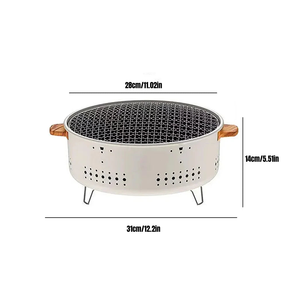 Portable Barbecue Grill Korean Charcoal Stove Stainless Steel Split BBQ