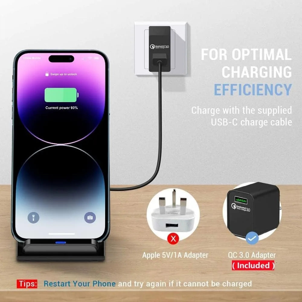 30W Wireless Charger Stand Pad for iPhone 17/16/15/14/13 Pro XR 8 X XS Max Samsung Xiaomi Induction Fast Charging Dock Station