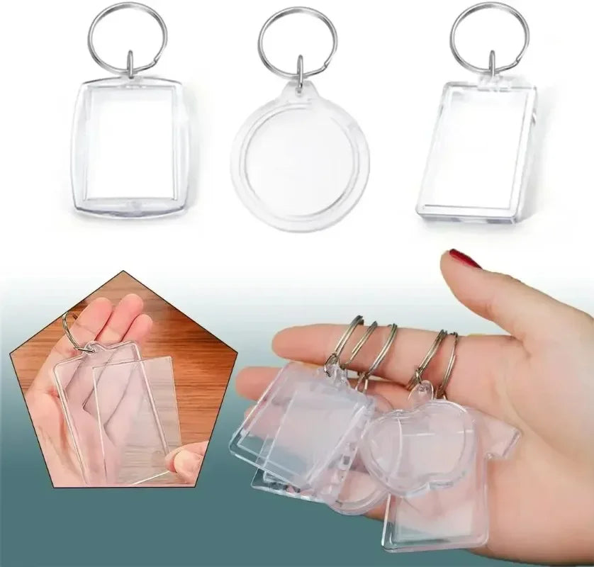 5/10pcs Transparent Photo Frame Keychain Tassels Snap-In