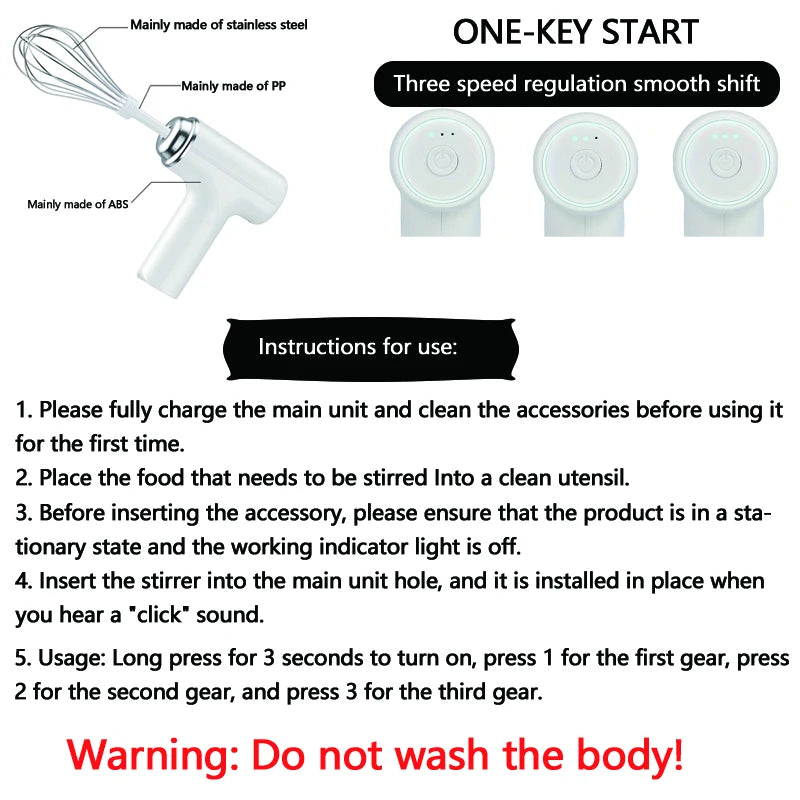 Rechargeable Wireless Handheld Electric Egg Beater Small Home Baking
