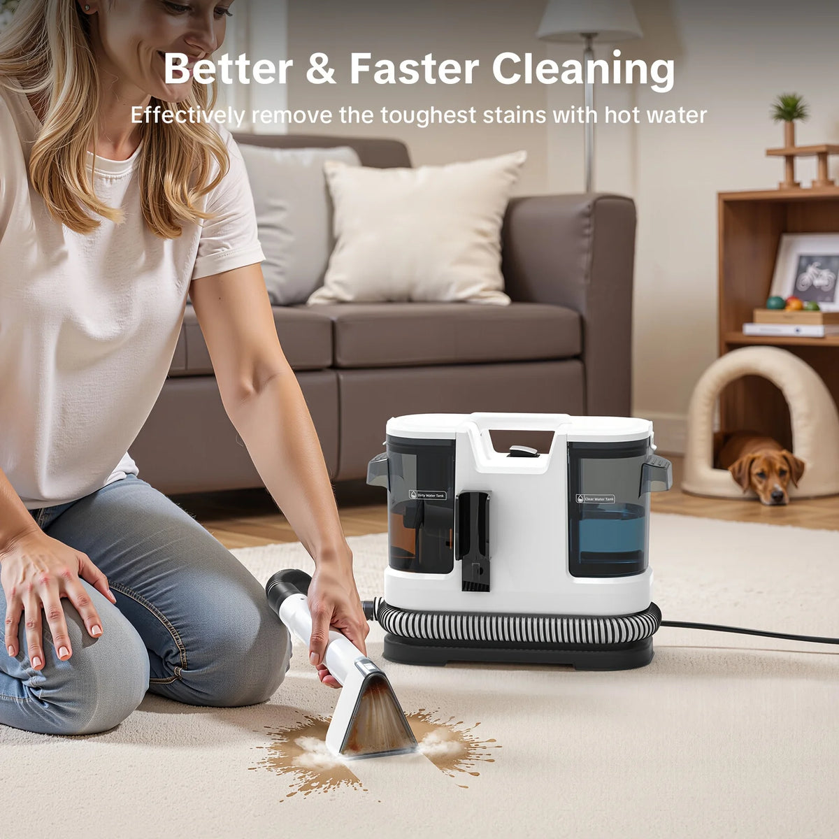 Lubluelu V8 Instant Heated Function Carpet Cleaner Machine 15Kpa