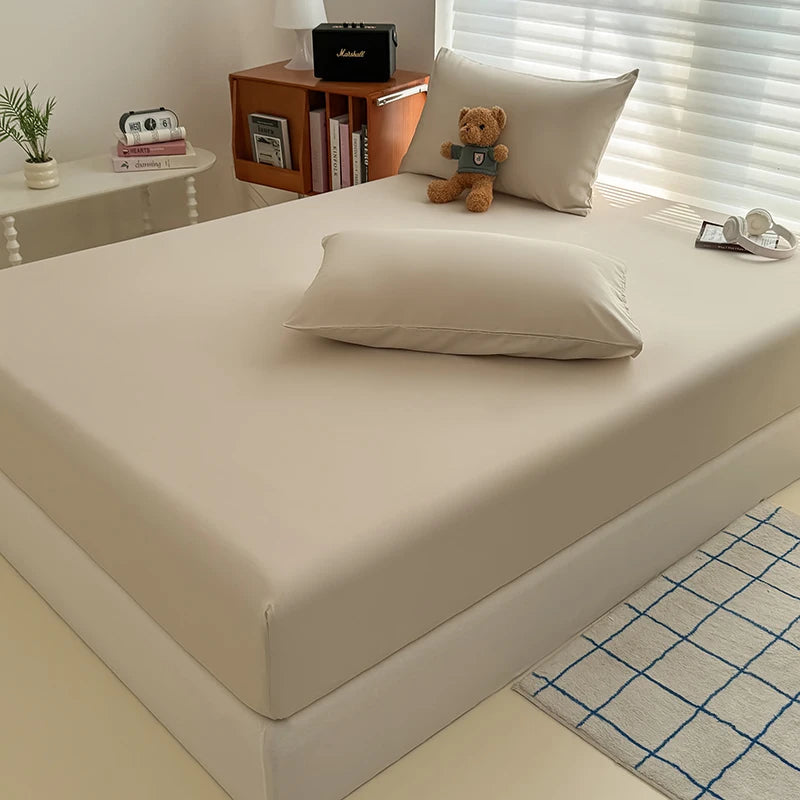Washed Fitted Sheet with Elastic Bands Non Slip Adjustable Mattress Cover