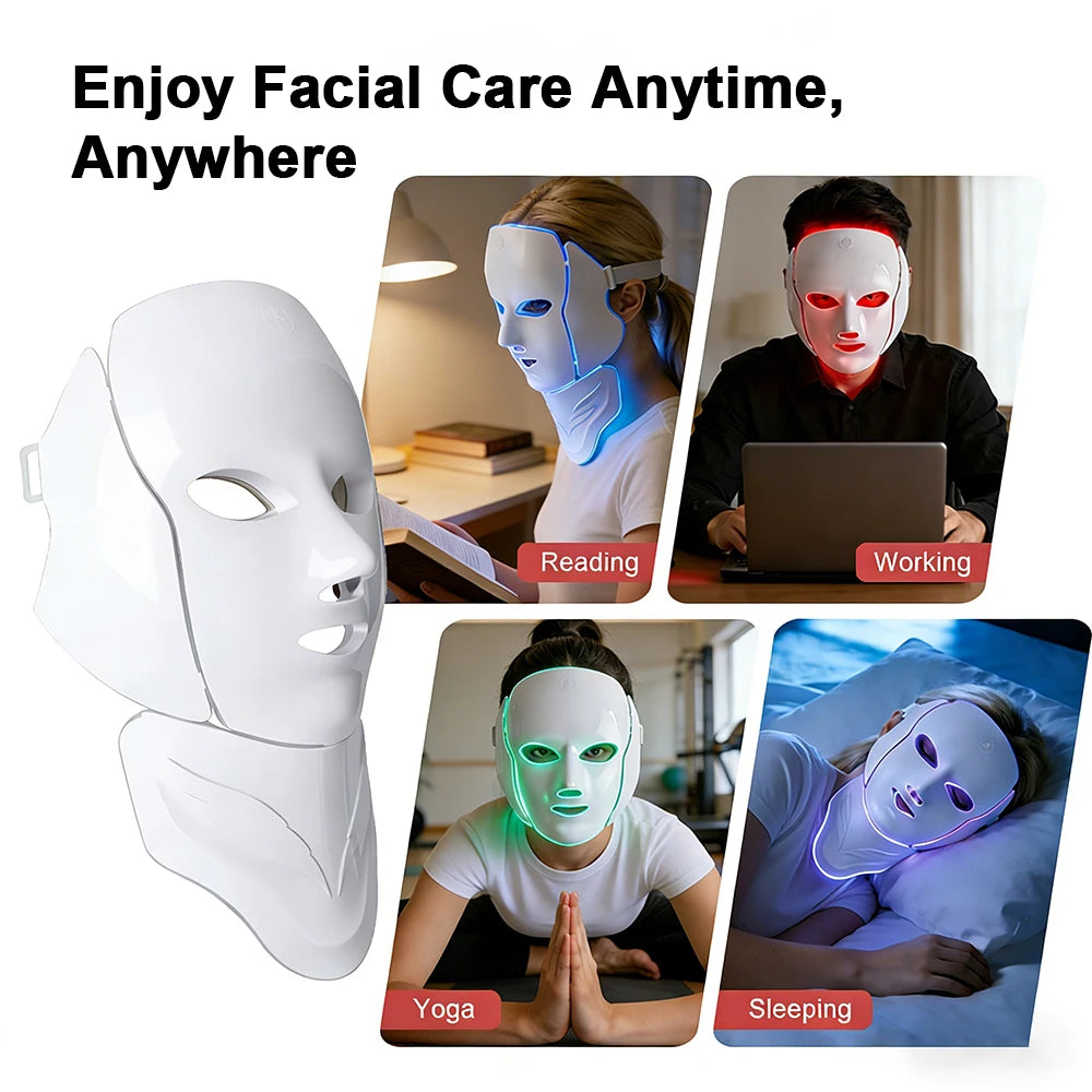 7 Colors Photon Face Neck Beauty Mask Wireless Facial LED