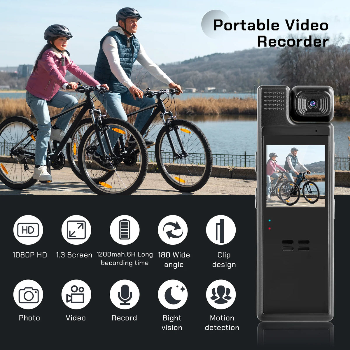 64G Body Camera With Video And Audio Recording, 1080P HD Police Body Worn Cam With 180° Rotatable Lens, Night Vision