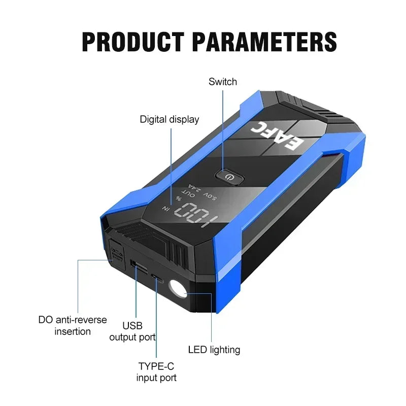 12V Car Jump Starter 1200A Output Portable Emergency Start-up