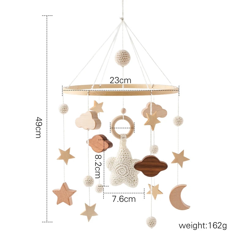 Let's Make Baby Rattle Toy 0-12 Months Wooden Mobile Newborn Music Box Bed Bell Hanging