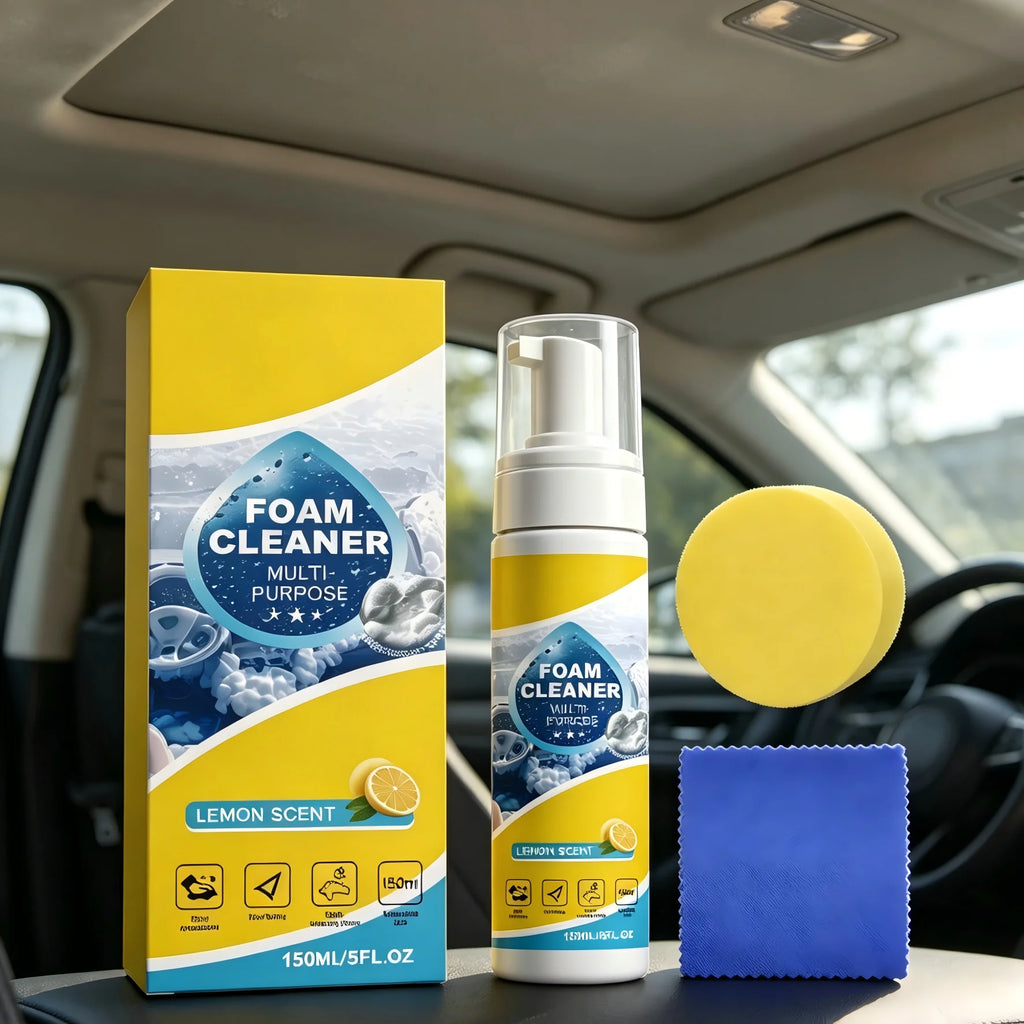 Foam Cleaner Car Interior Cleaning Foam Multi Purpose Car Interior Stain Remover Lemon Scent Car Seat Cleaning Foam Spray 150ml