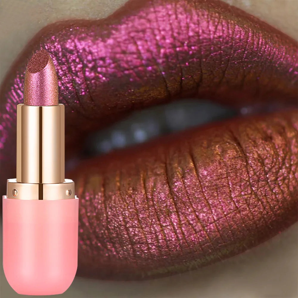 Metallic Violet Chameleon Lipstick Color Changing Matte Glitter Diamond Waterproof