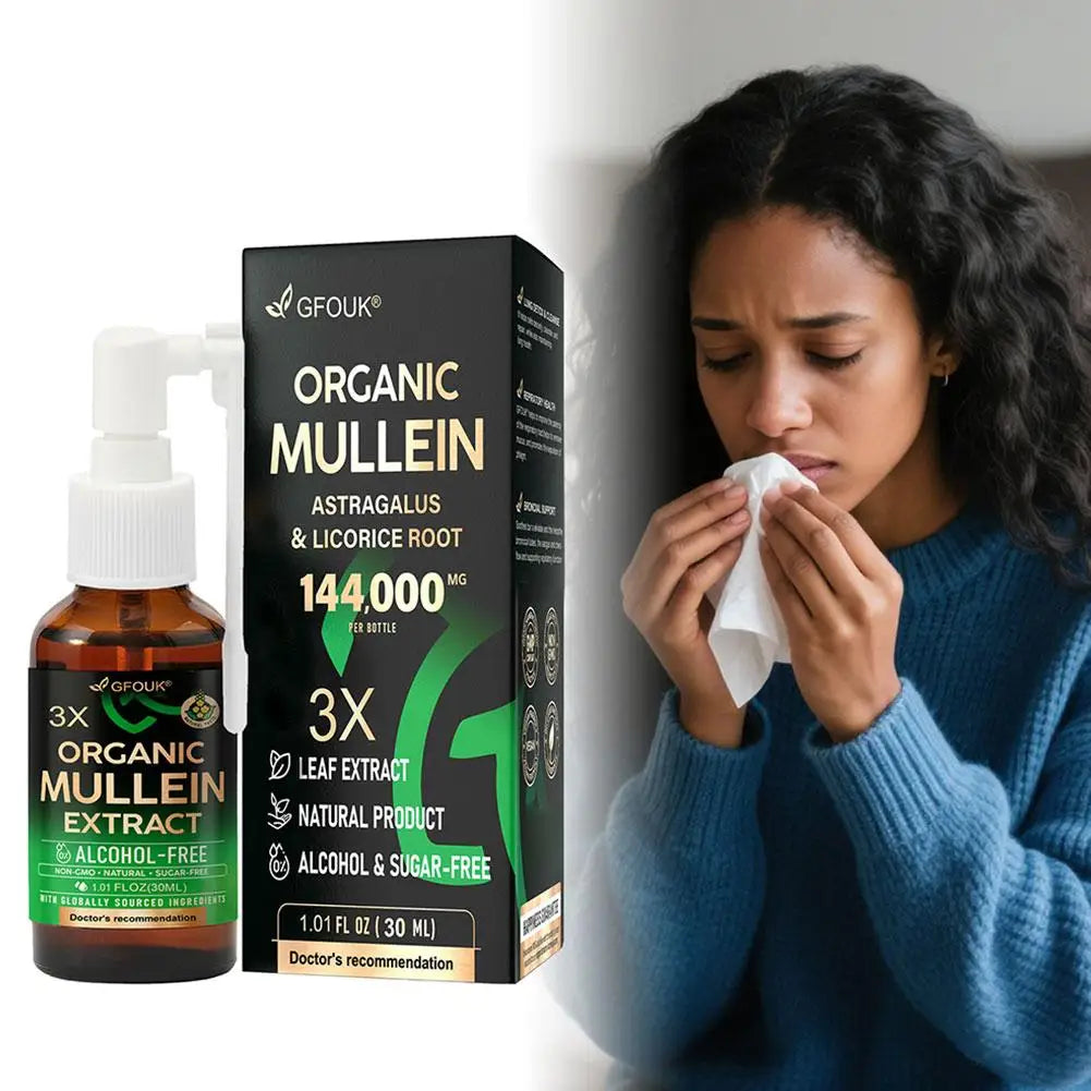 GFOUK Mullein Extract Spray 144000MG Organic Mullein With Astragalus Licorice Root Sugar Free Natural Respiratory Support Spray
