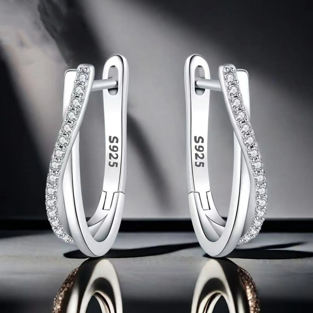 925 Silver Star Twisted Line Earrings Jewelry Versatile