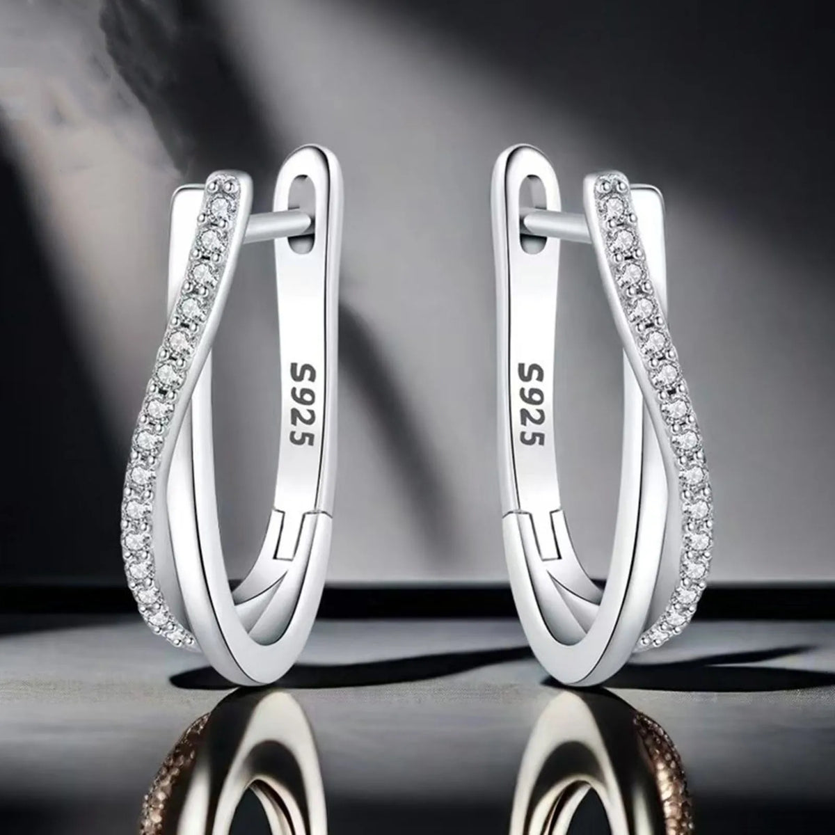 925 Silver Star Twisted Line Earrings Jewelry Versatile
