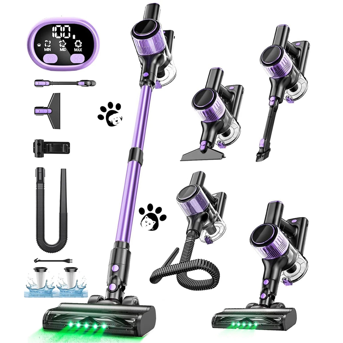 Cordless Vacuum Cleaner, 55Kpa/500W/45min 10 in 1 Powerful Stick Vacuum