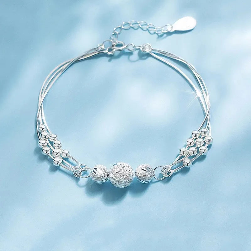 6Pcs 925 Sterling Silver Rhinestone Bracelets for Women Girls Luxury Korean Sparkling Starry Sky Charm Bracelets Party Jewelry