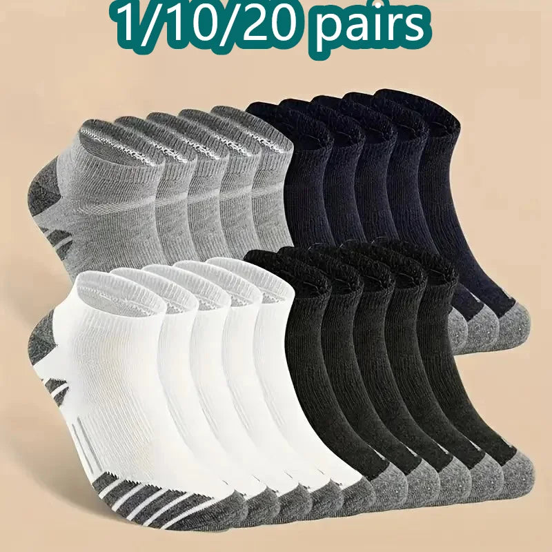 1/10/20 Pairs Ankle Athletic Running Socks Cushioned Cotton Breathable Low Cut Sports Tab Socks For Men And Women