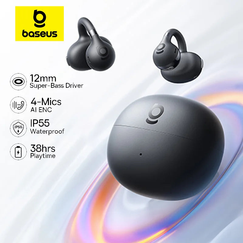 Baseus BC1 Ear Clip Earbuds Open Ear Wireless Earphones Bluetooth 6.0