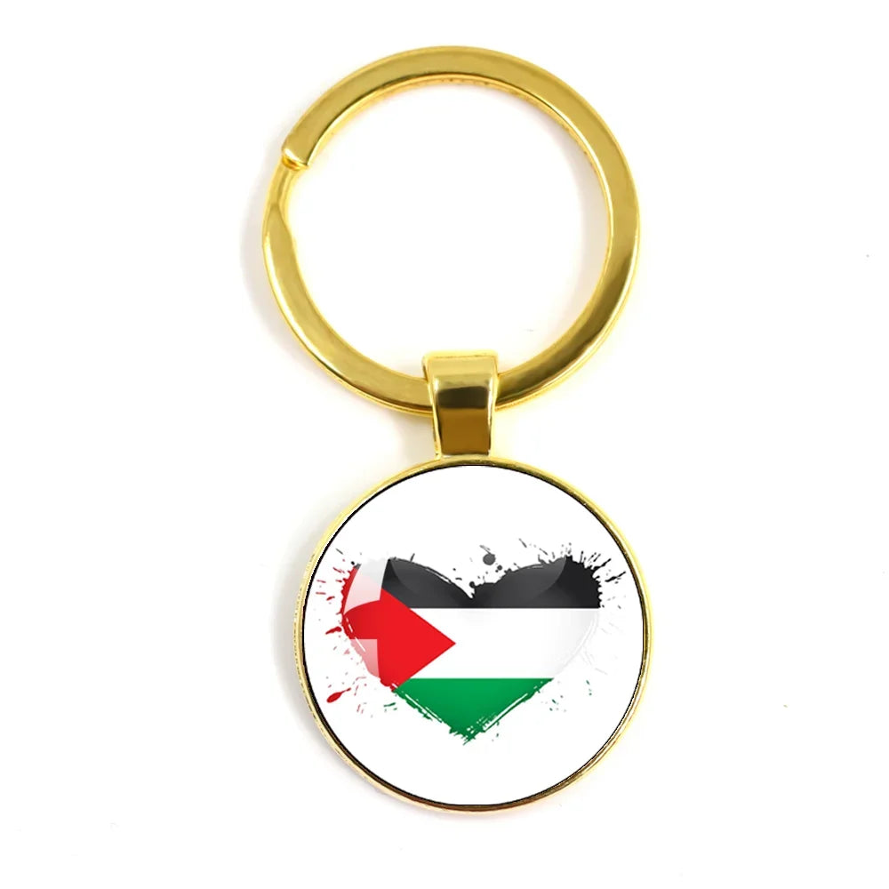 Personalized Art Patterns  Palestine Nation Flag Emblem 25mm Glass Cabohcon Keychain