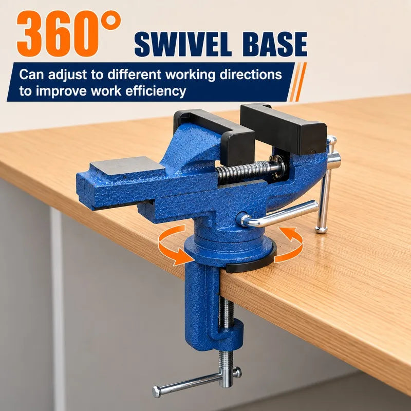 3 Inch Universal Bench Vise 360° Swivel Base