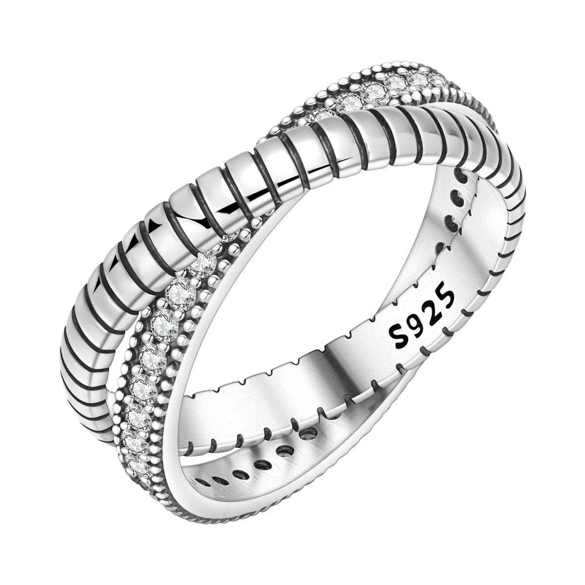 PANPOKI S925 Sterling Silver Flower Butterfly Insect Closed Ring
