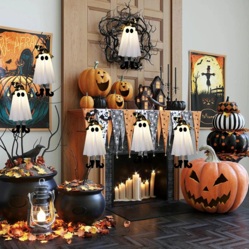 1/3pcs Halloween LED Light Up Witch Ghost Hanging