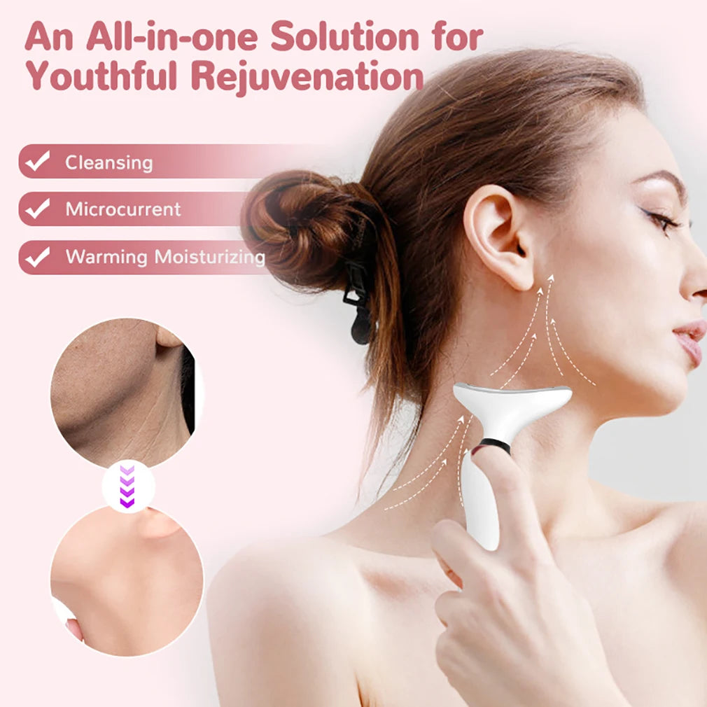 7 Colors LED Face Neck Beauty Device Deep Cleaning Vibration Facial Massager