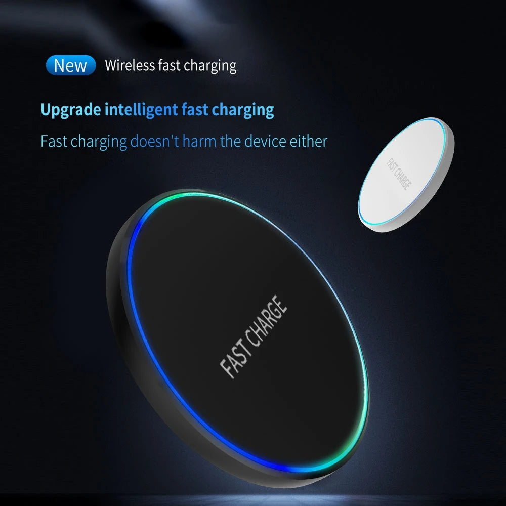 Mini Wireless Charger Pad LED Light Stand For iPhone 17 16 15 14 13 12 Samsung S25 S24 SXiaomi AirPos Pro Fast Charger tation