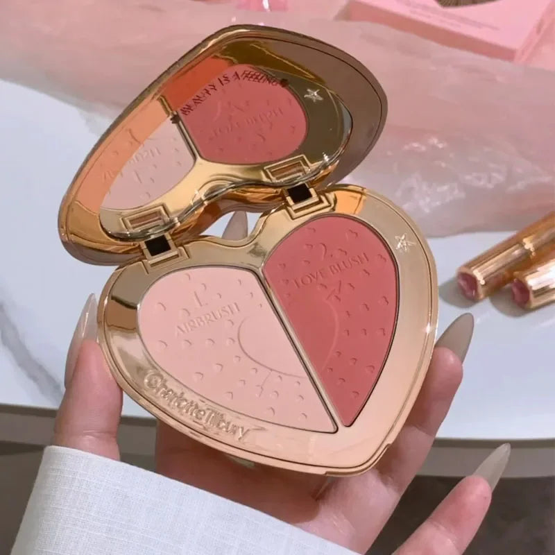Hot CT Pink Two-tone Blush Lasting Beauty Makeup Diamond Gold