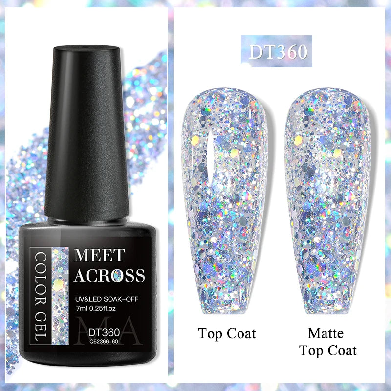 MEET ACROSS 7ml Purple Nail Gel Polish Semi Permanent Nail Art For Nails Decoration