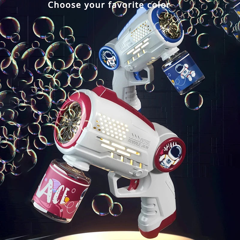 Automatic Bubbles Gun Astronaut Electric Soap Bubble Machine with Light Beach Outdoor Game Toys for Children Kids Birthday Gifts
