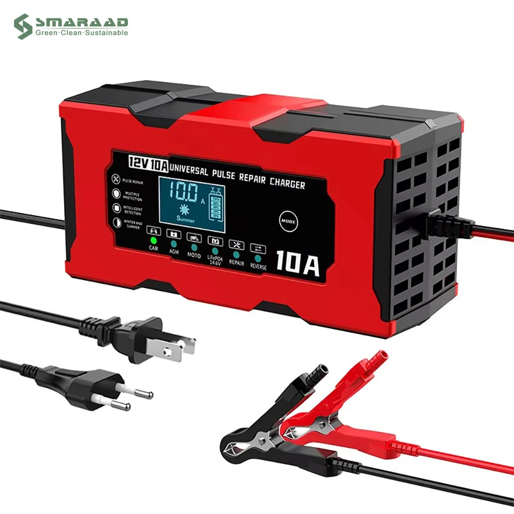12V 10A Battery Charger Automotive Battery Lead-acid Lithium Iron Fast Charging