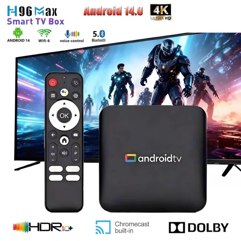 H96 MAX Amlogic S905L3 Android14.0 TV Box 2GB 16GB 4K HDR+ Video Decording 2.4G/5G WiFi BT4.0 Voice Remote Assistant Set Top Box