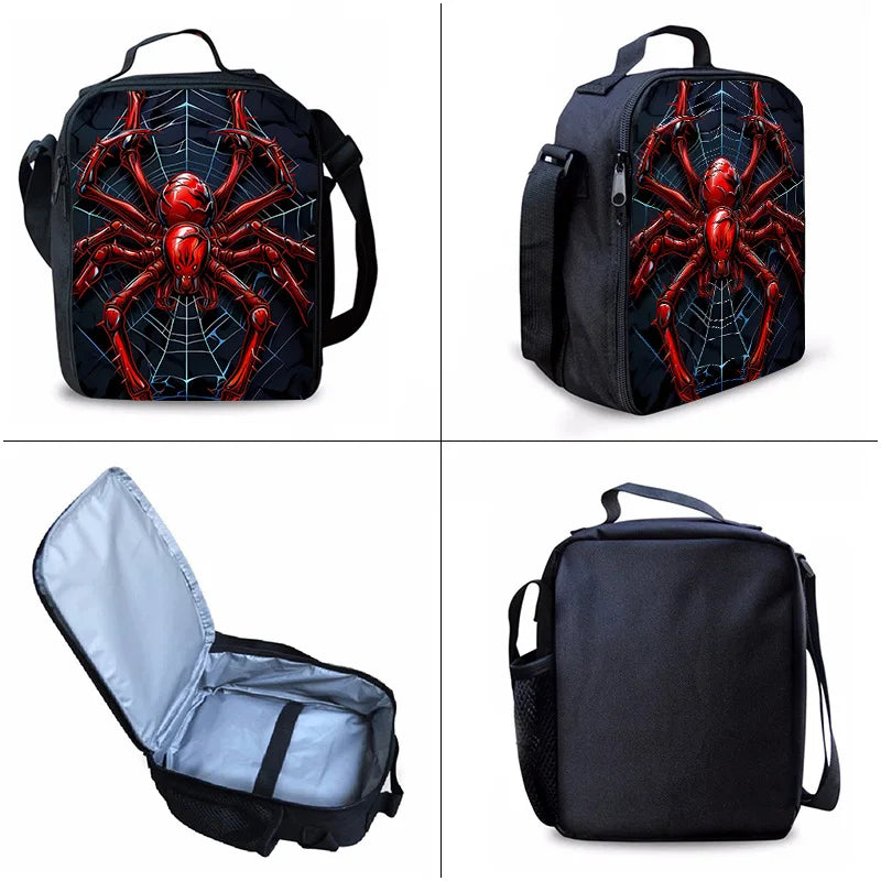 3D Spider Printed Children's School Bag for Boys and Girls 3pecs/set backpacks meal bag pencil case versatile schoolbags bookbag