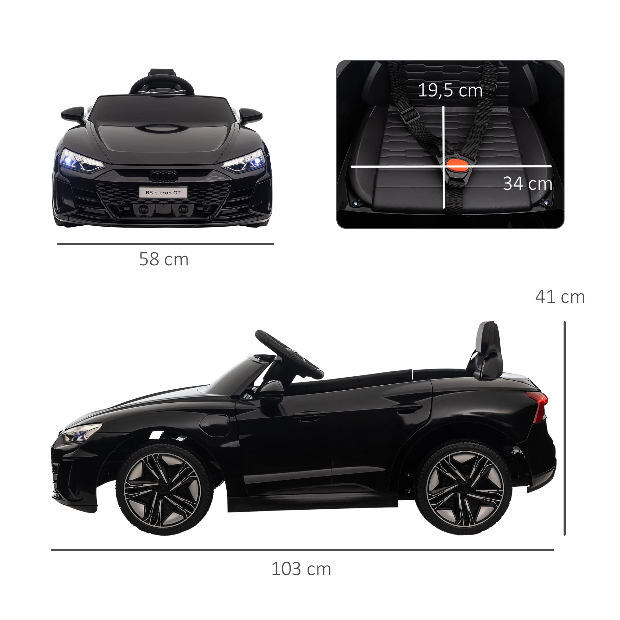 Homcom Electric Car for Children +3 Years Old Audi Rs E-Tron Gt Battery Car with Remote Control 103X58X41 cm