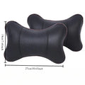 2Pcs PU Leather Knitted Car Pillows Headrest Neck Rest Cushion Support Seat Accessories Auto Black Safety Pillow Universal Decor