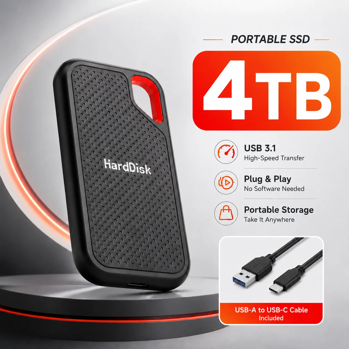 Large Capacity External SSD 2TB 4TB Fast Portable Hard Drive