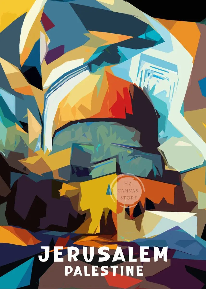 Jerusalem Palestine Travel Poster Religious Shrines Mosque Prints Canvas Painting Wall Art Pictures for Living Room Home Decor