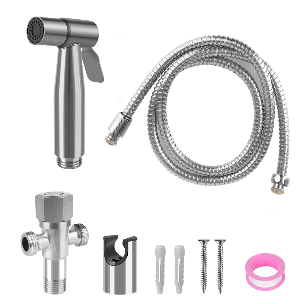 Bidet Sprayer Set for Toilet Shower Head for Bathroom Hand Sprayer Handheld Self-Cleaning Hand Bidet Faucet Stainless Steel
