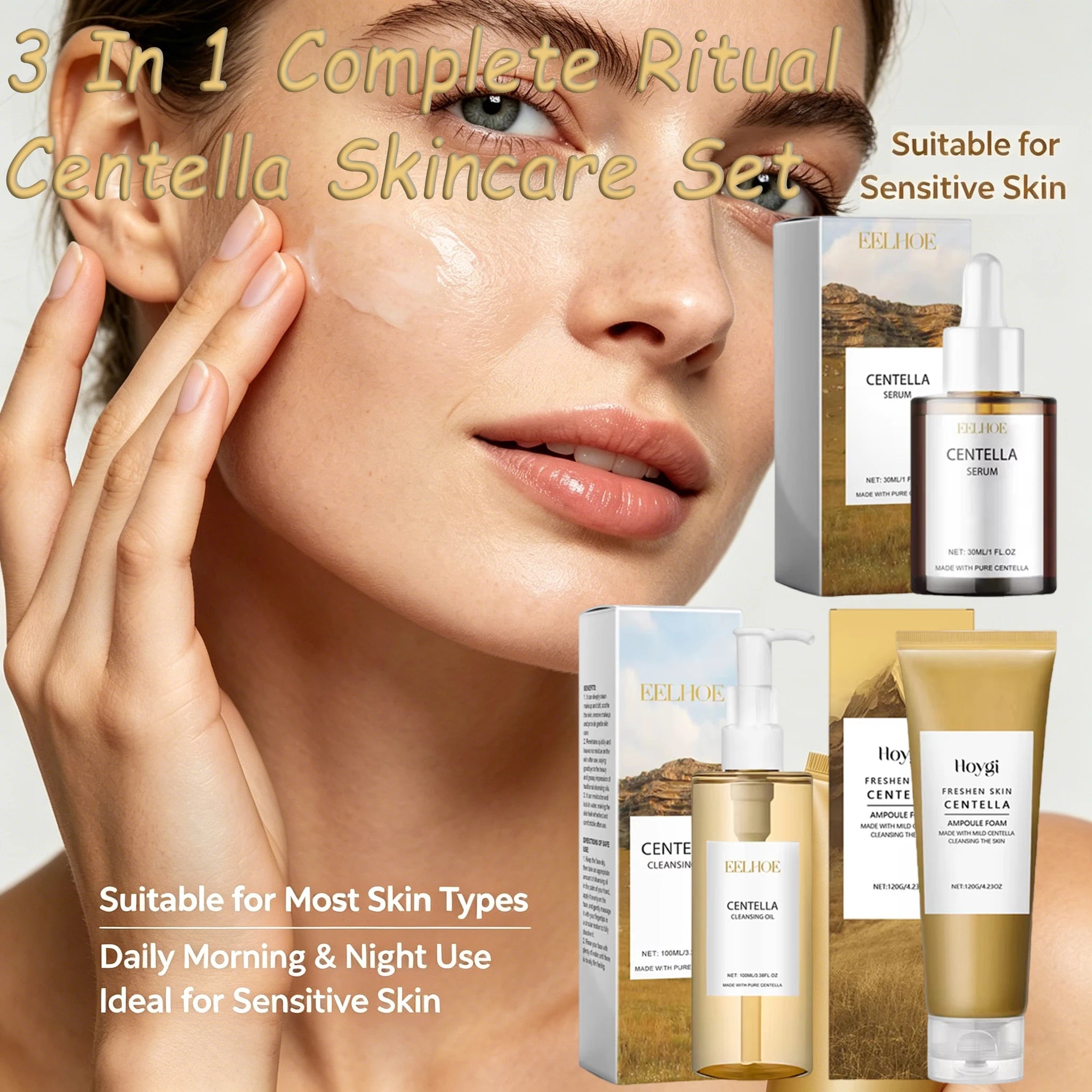 Centella Skincare Set Cleansing Oil Face Wash Serum Barrier Repair Soothing Hydrating Facial Care Kit For All Skin Types Korean