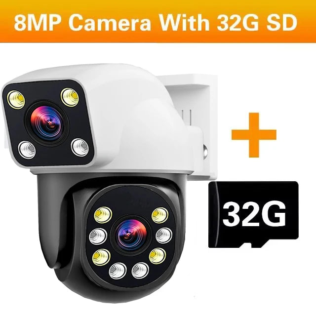Tuya SmartLife 3 Screens Outdoor WiFi Security Camera PTZ 6K 12MP