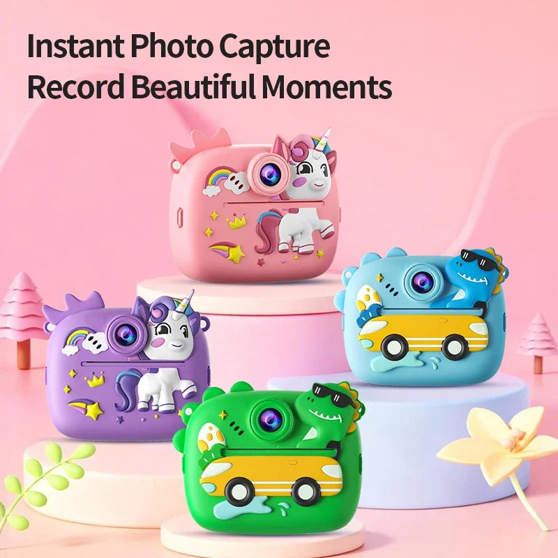 Purple Cute Kids Colorful Instant Print Small Camera with SD Card