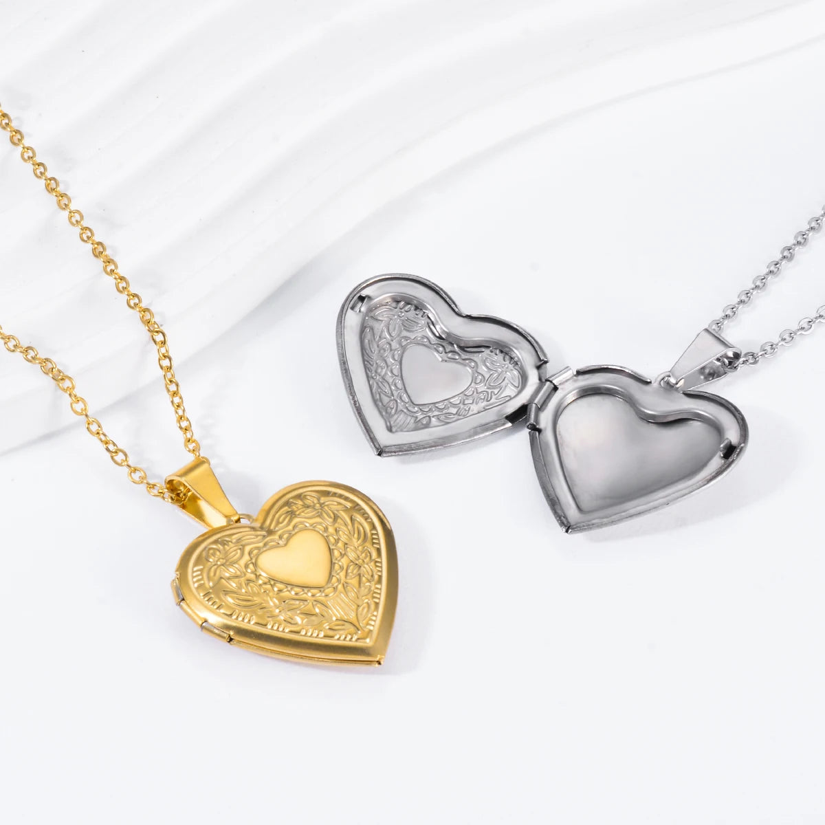 Stainless Steel Heart Locket Pendants Necklaces For Women Gold Color photo frame Valentine lovers Jewelry Gift Dropshipping