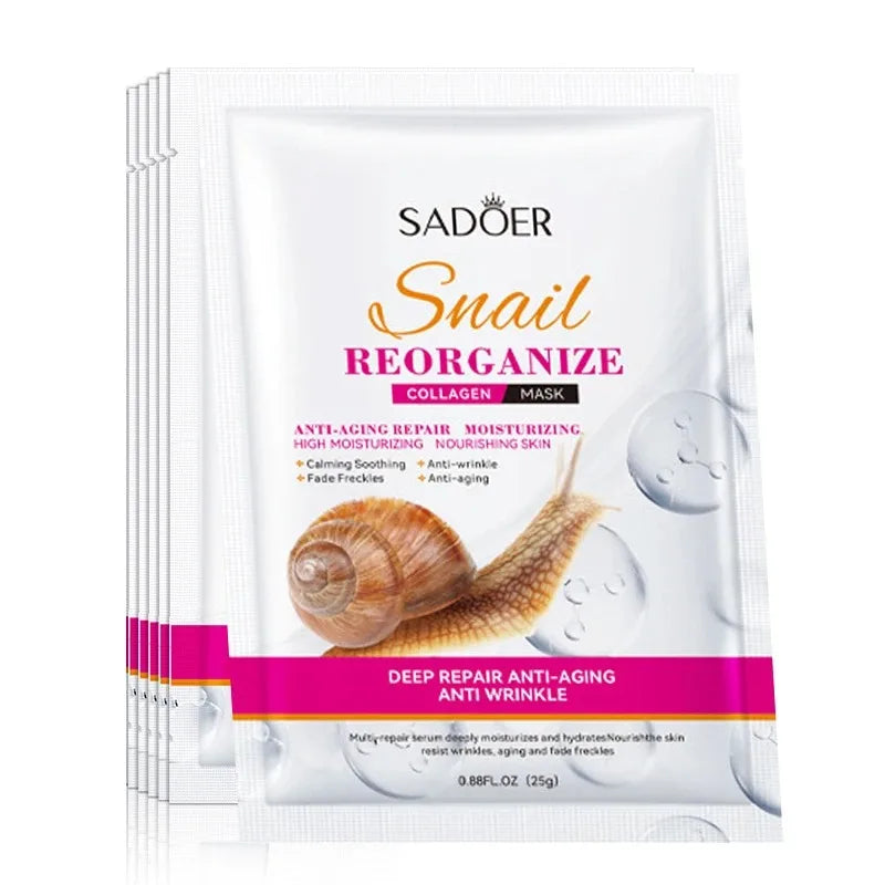 5-Piece Set of Sadoer Snail Collagen Mask, Firming and Moisturizing,